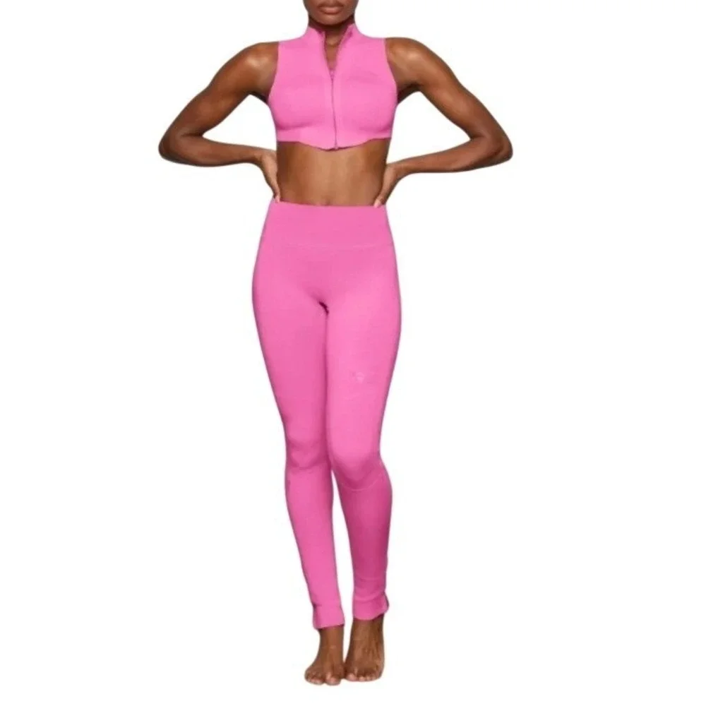 NWT Skims Sport Swim Pants Taffy Pink Neoprene High Rise Scuba Leggings Large
